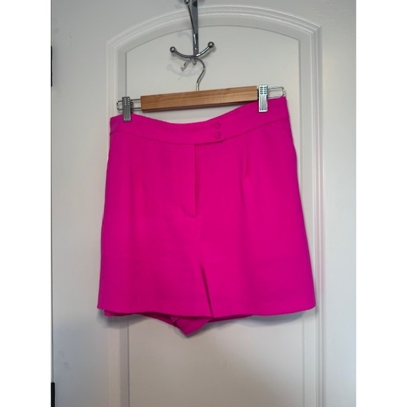Aqua Pants - AQUA Womens Hot Pink High Waisted Tailored Shorts Size M Neon Fuchsia Pleated